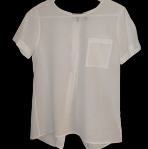 Theory white cotton split-openback short sleeved top VGUC Lagon Look Coa…